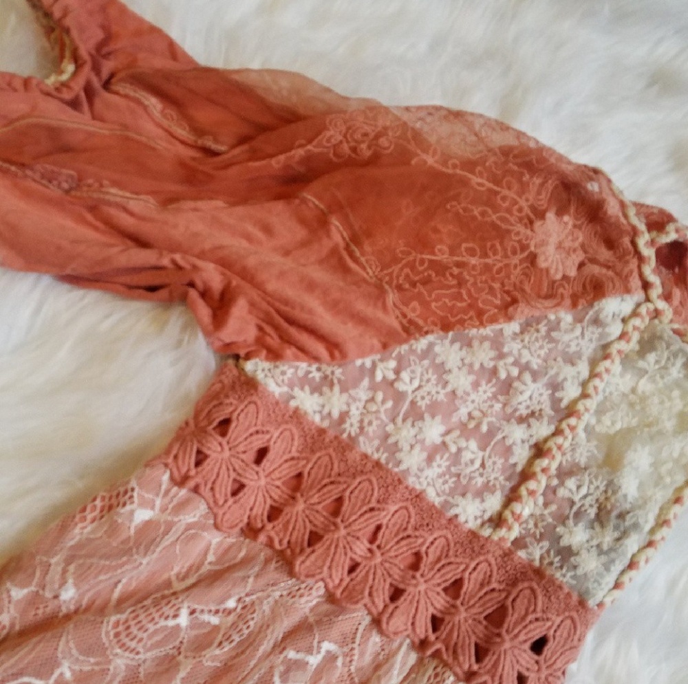 Orange Lace Buckle BKE Gimmicks Boho Top